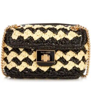 NWT Kate Spade New York Evelyn Woven Raffia Small Shoulder Crossbody